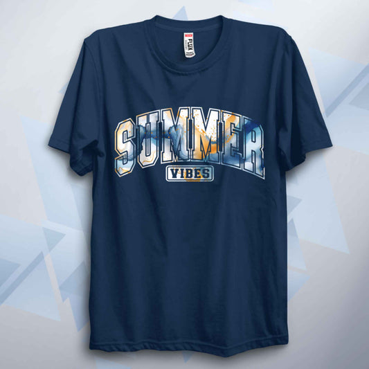 Summer Vibes Blue Gold Unisex Adult T Shirt