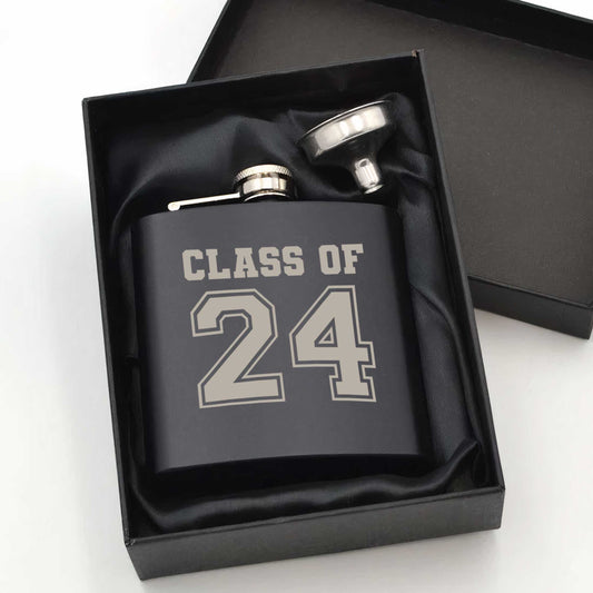 Engraved Class Of 24 Stainless Steel Hip Flask 6oz