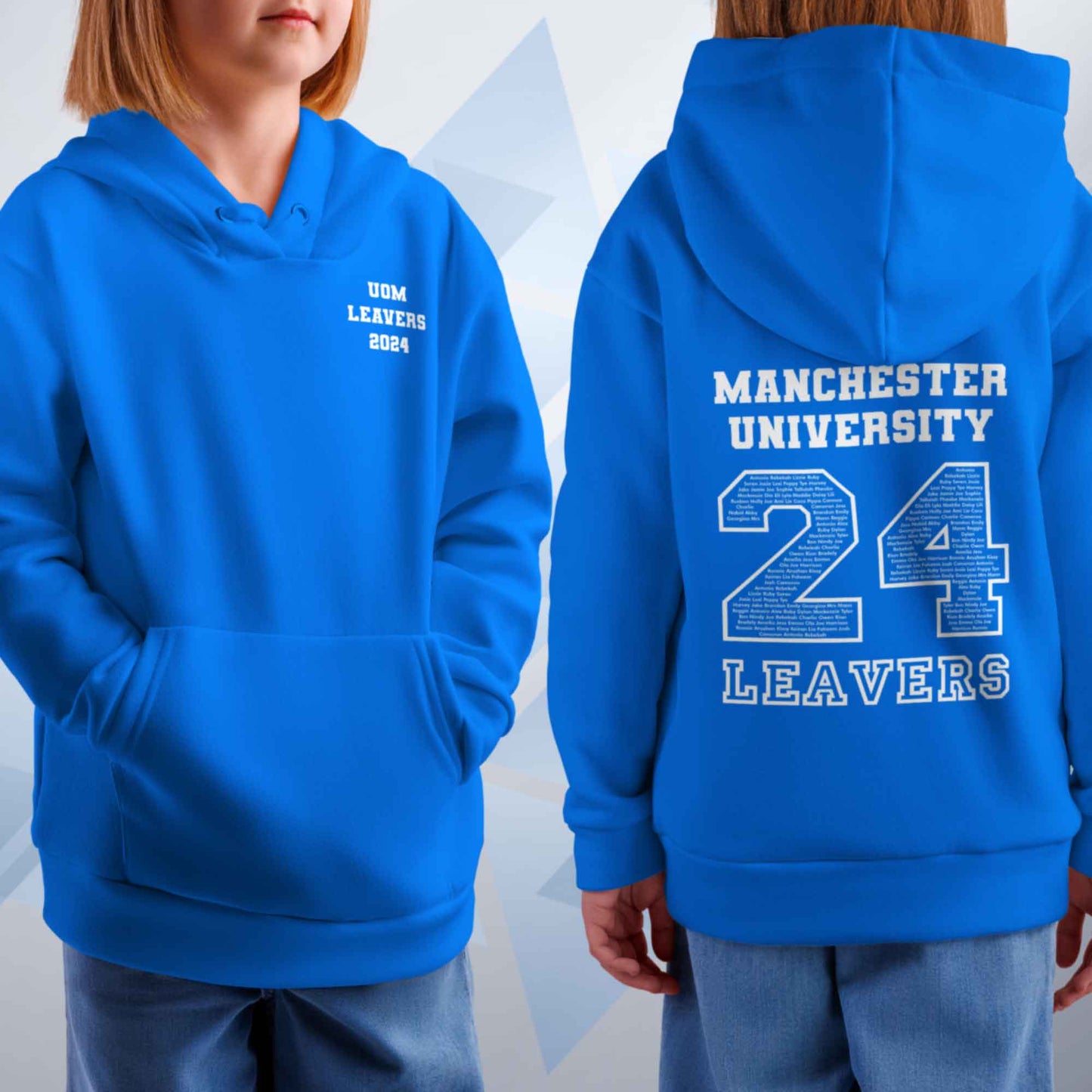 Personalised LEAVERS 2024 Name Below Kids Hoodie Custom Names