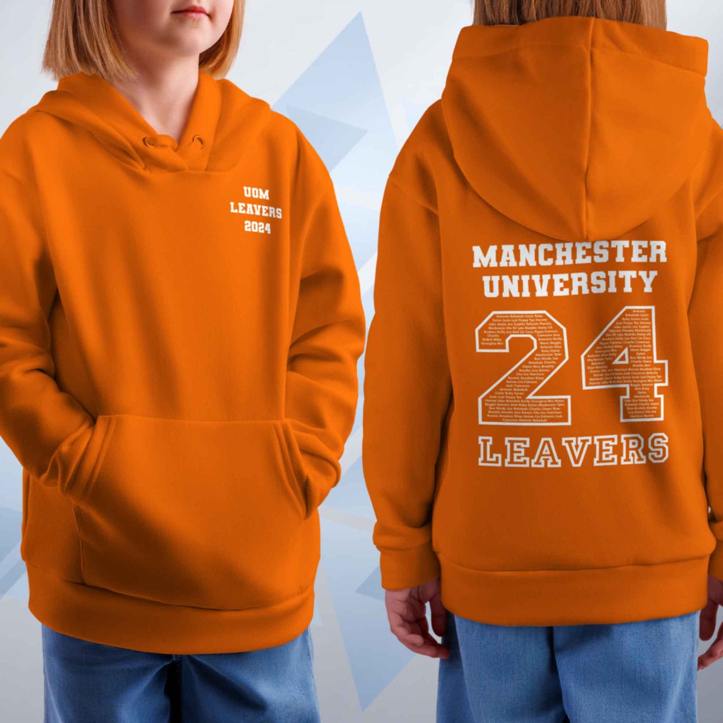 Personalised LEAVERS 2024 Name Below Kids Hoodie Custom Names