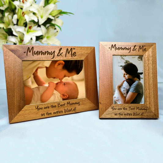 Personalised Mummy and Me Photo Frame Oak Frame