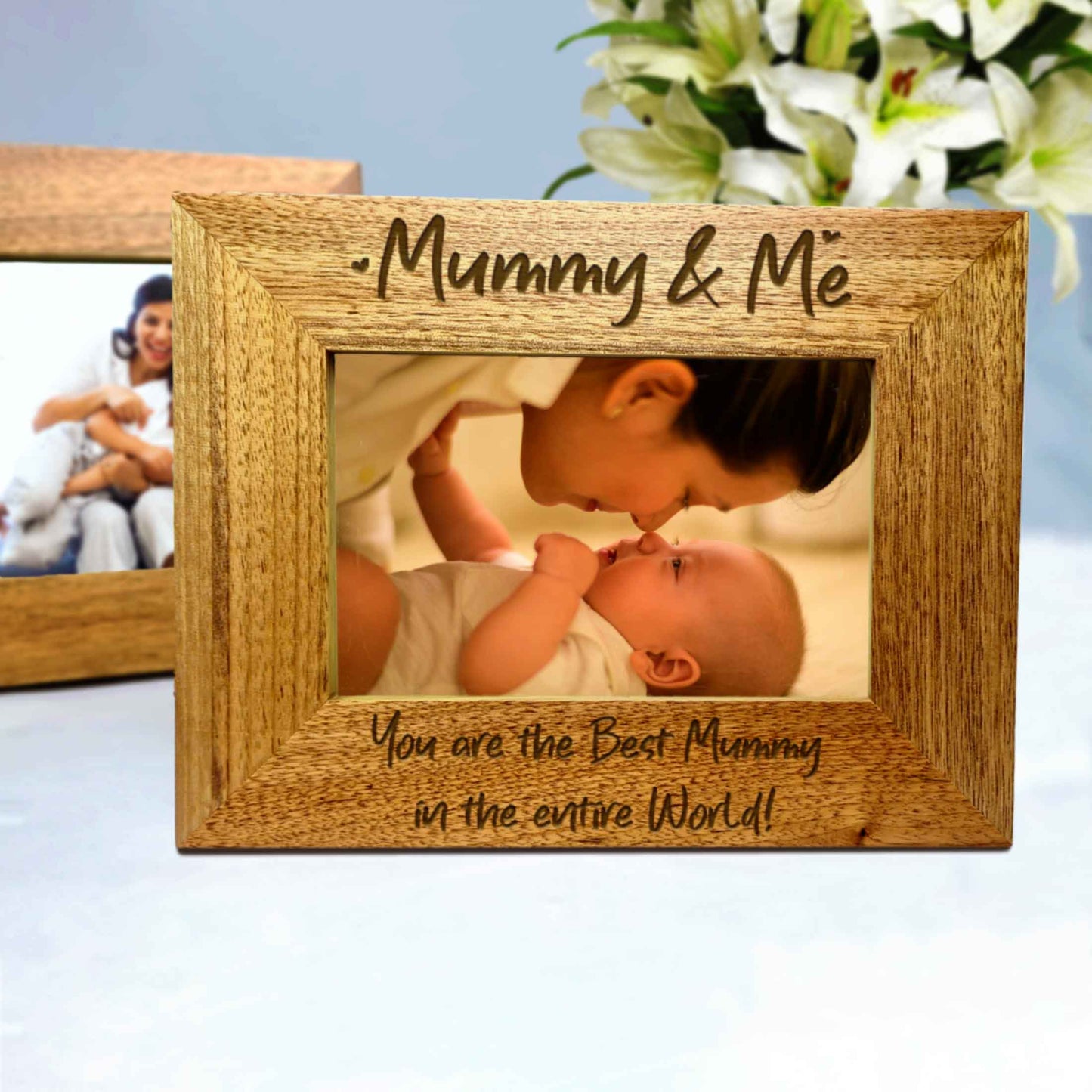 Personalised Mummy and Me Photo Frame Oak Frame