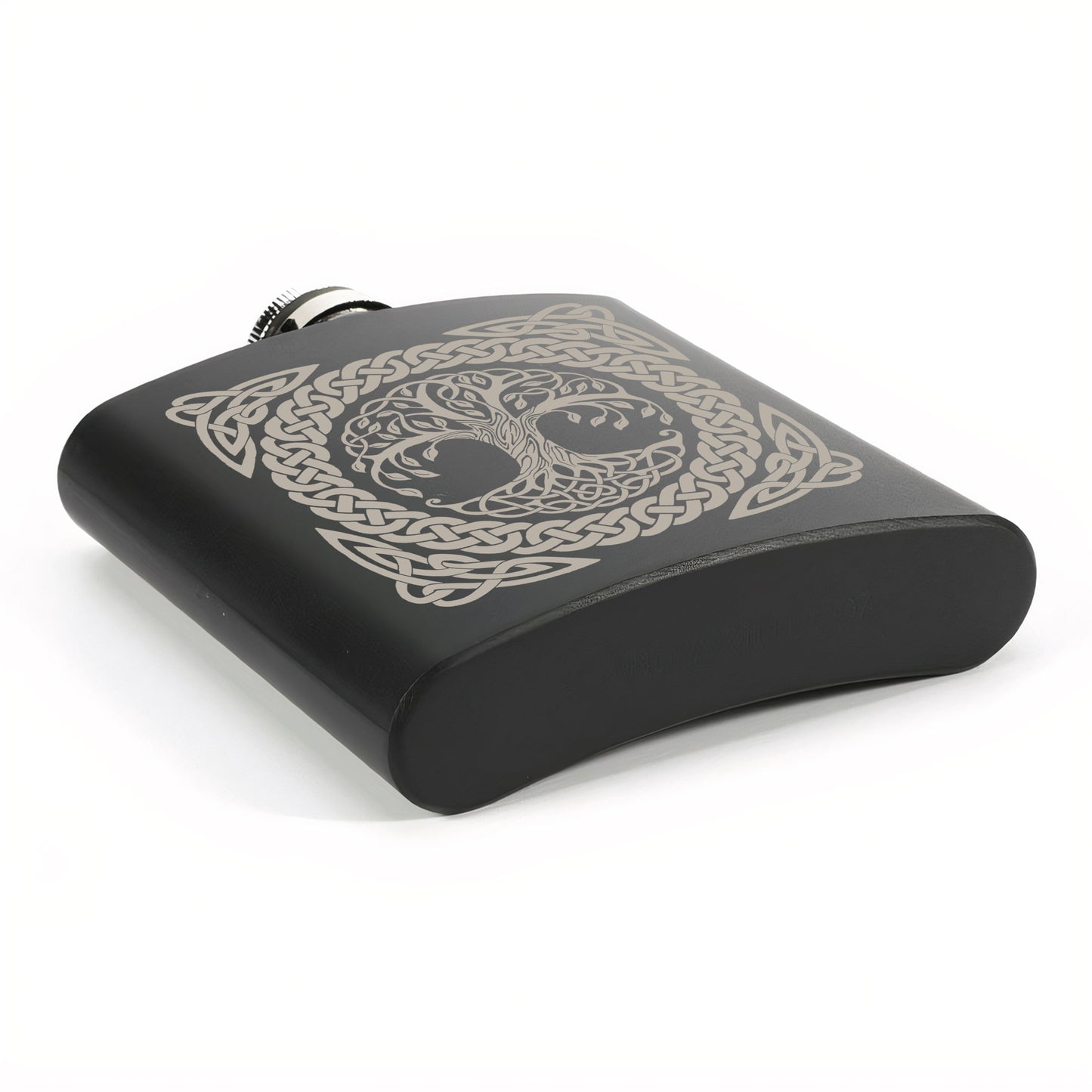 Celtic Tree of Life Hip Flask Black Flask 6oz - FLUX DESIGNS