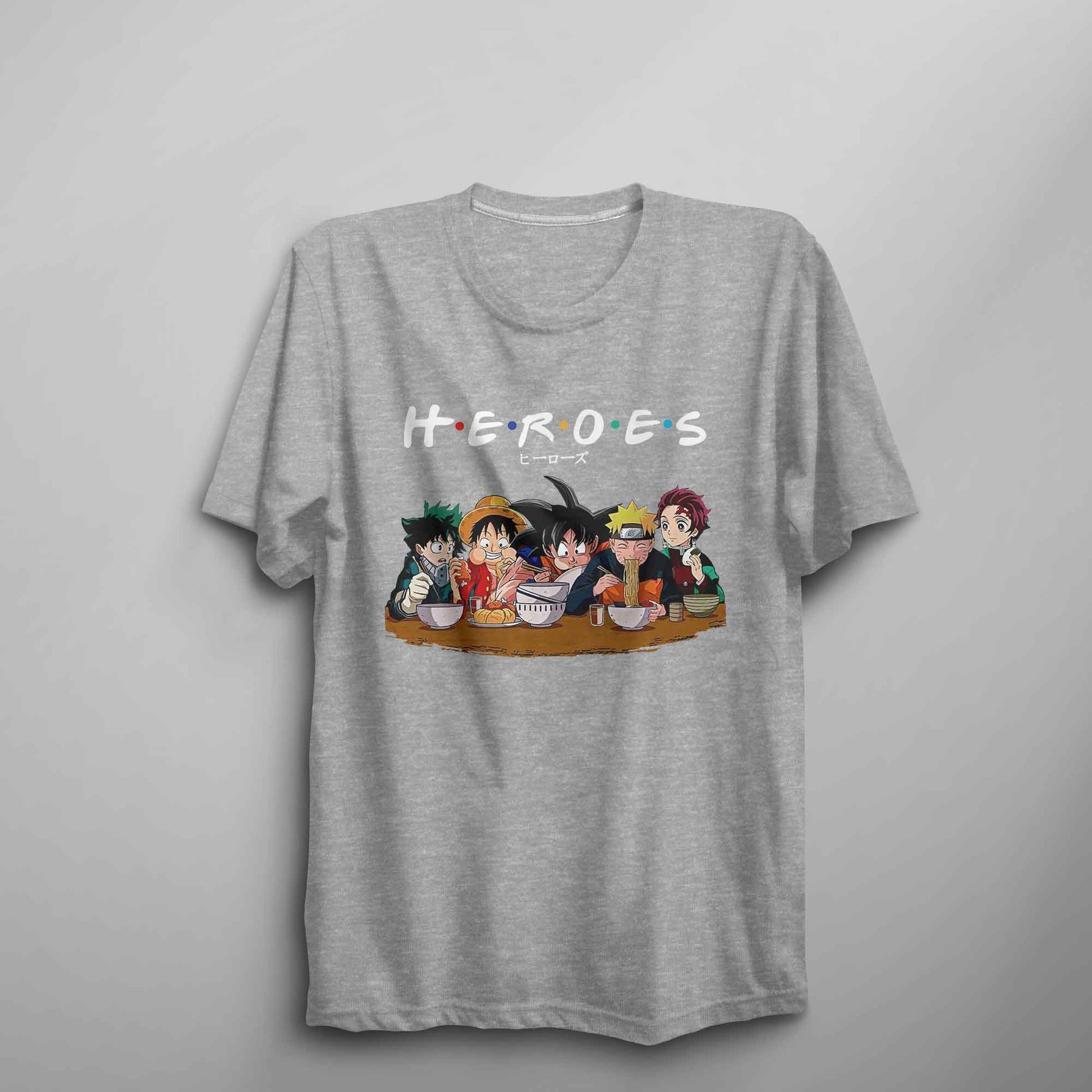 Anime Heroes T Shirt Unisex Anime Shirt Goku, Luffy, Naruto, Tanjiro, Izuku - FLUX DESIGNS