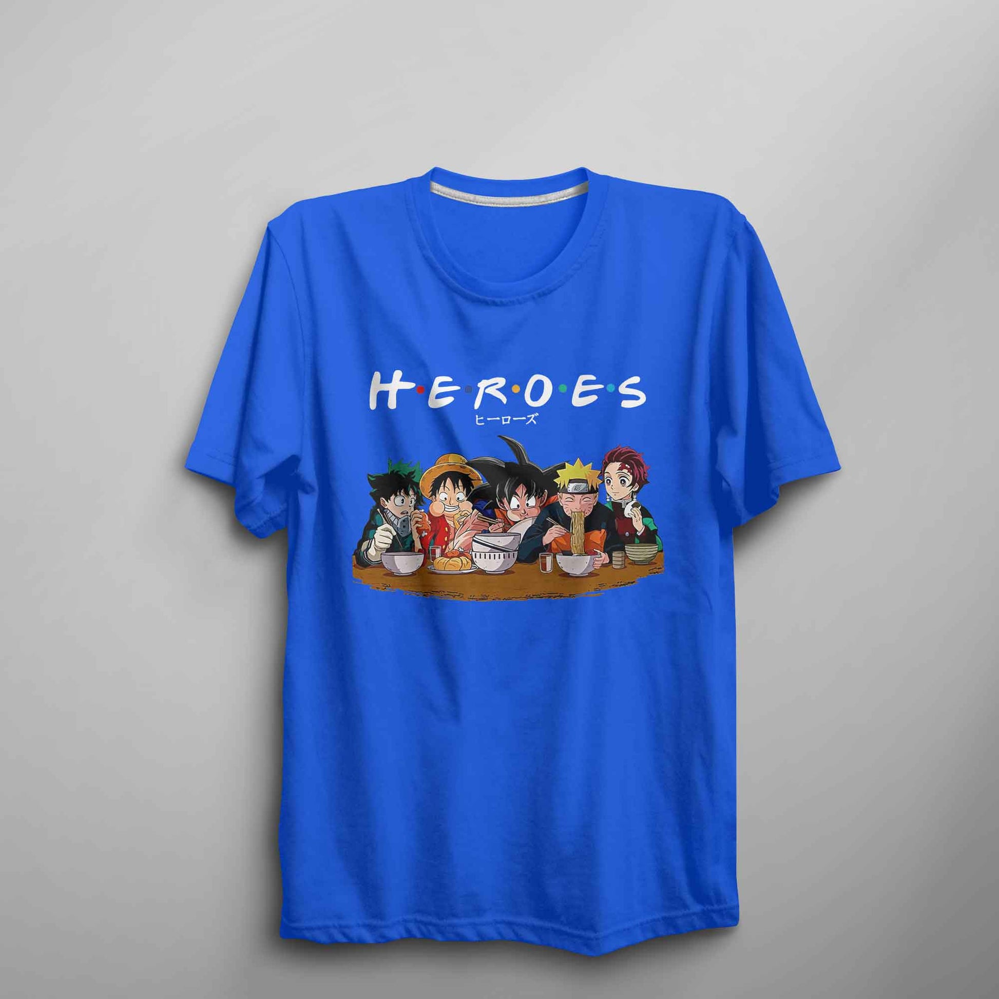 Anime Heroes T Shirt Unisex Anime Shirt Goku, Luffy, Naruto, Tanjiro, Izuku - FLUX DESIGNS