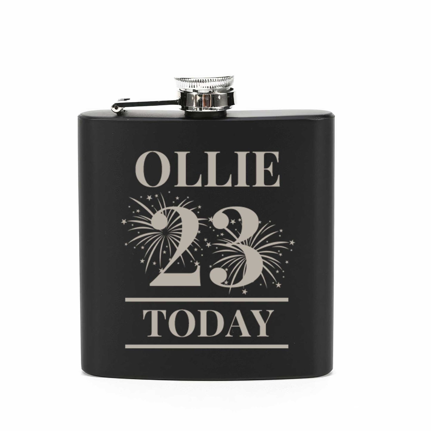 Personalised Birthday Fireworks 6oz Steel Hip Flask