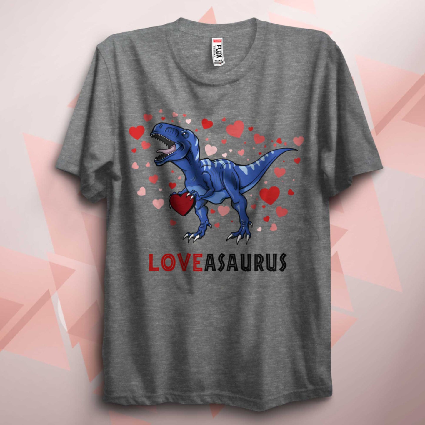 Valentines Loveasaurus Blue Dinosaur T Shirt