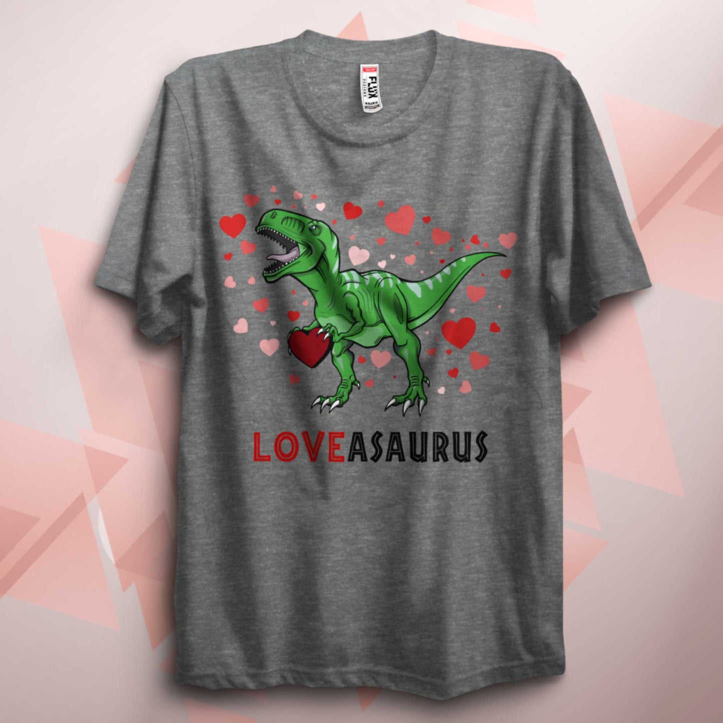 Valentines Loveasaurus Green Dinosaur T Shirt