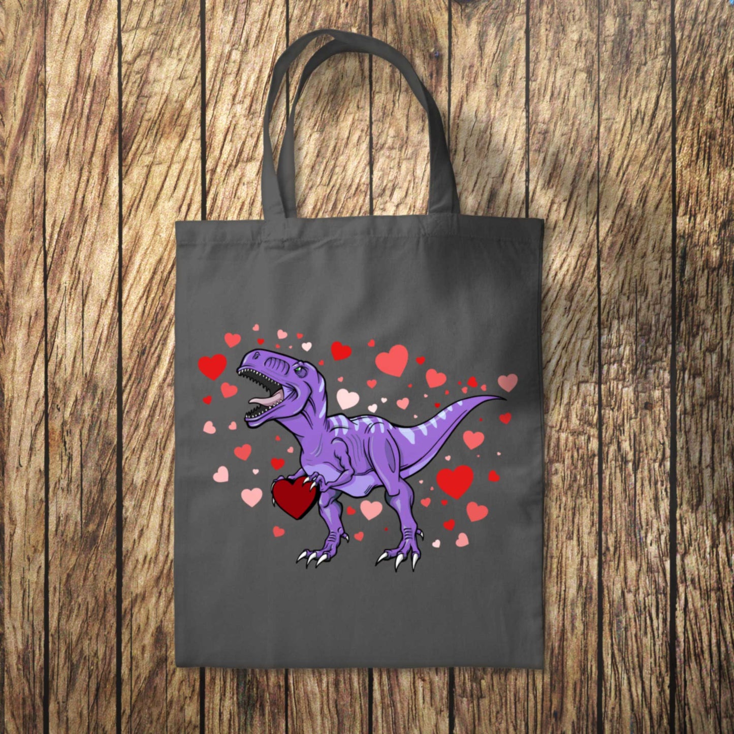 Purple Dinosaur Hearts Tote Bag 10L Bag