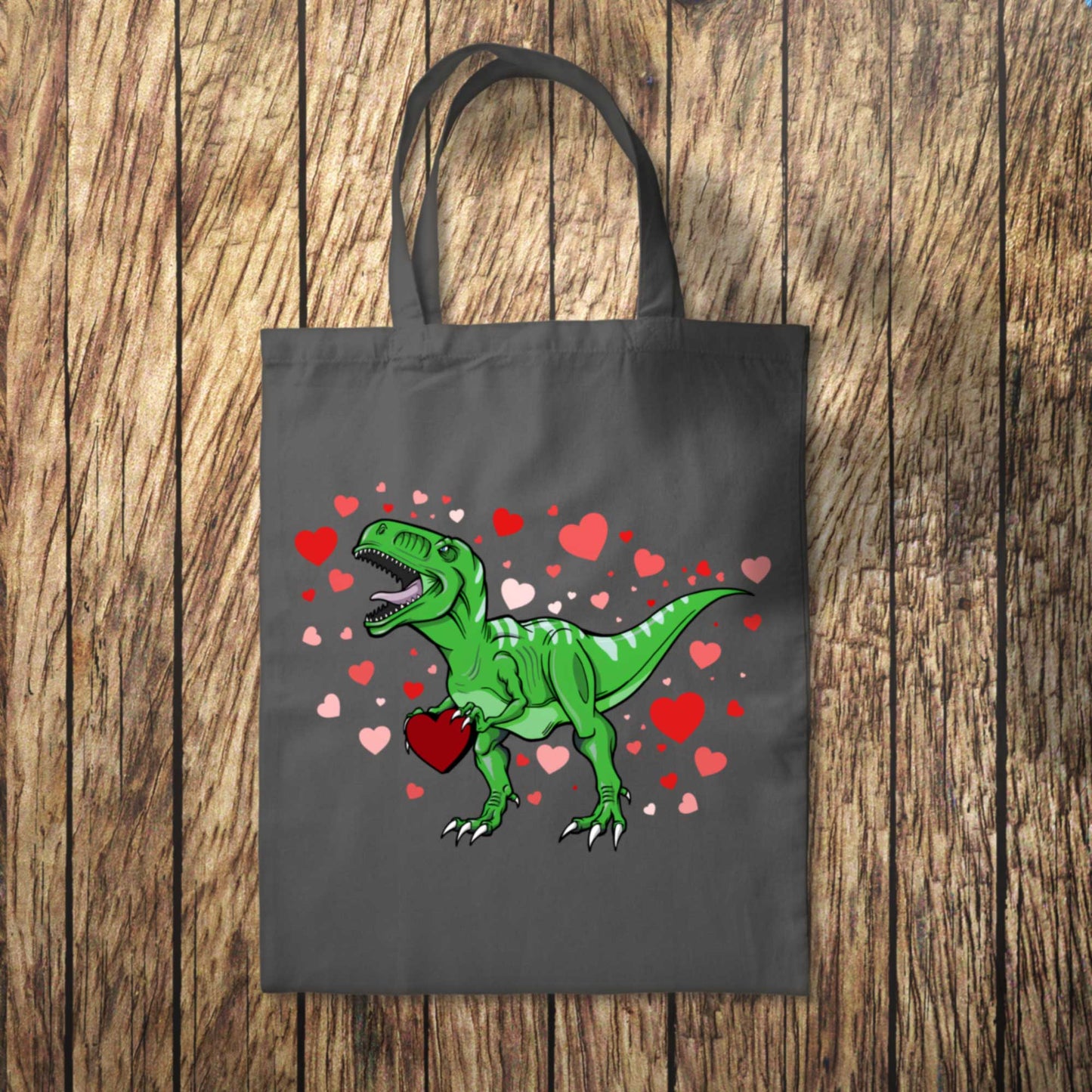 Green Dinosaur Hearts Tote Bag 10L Bag