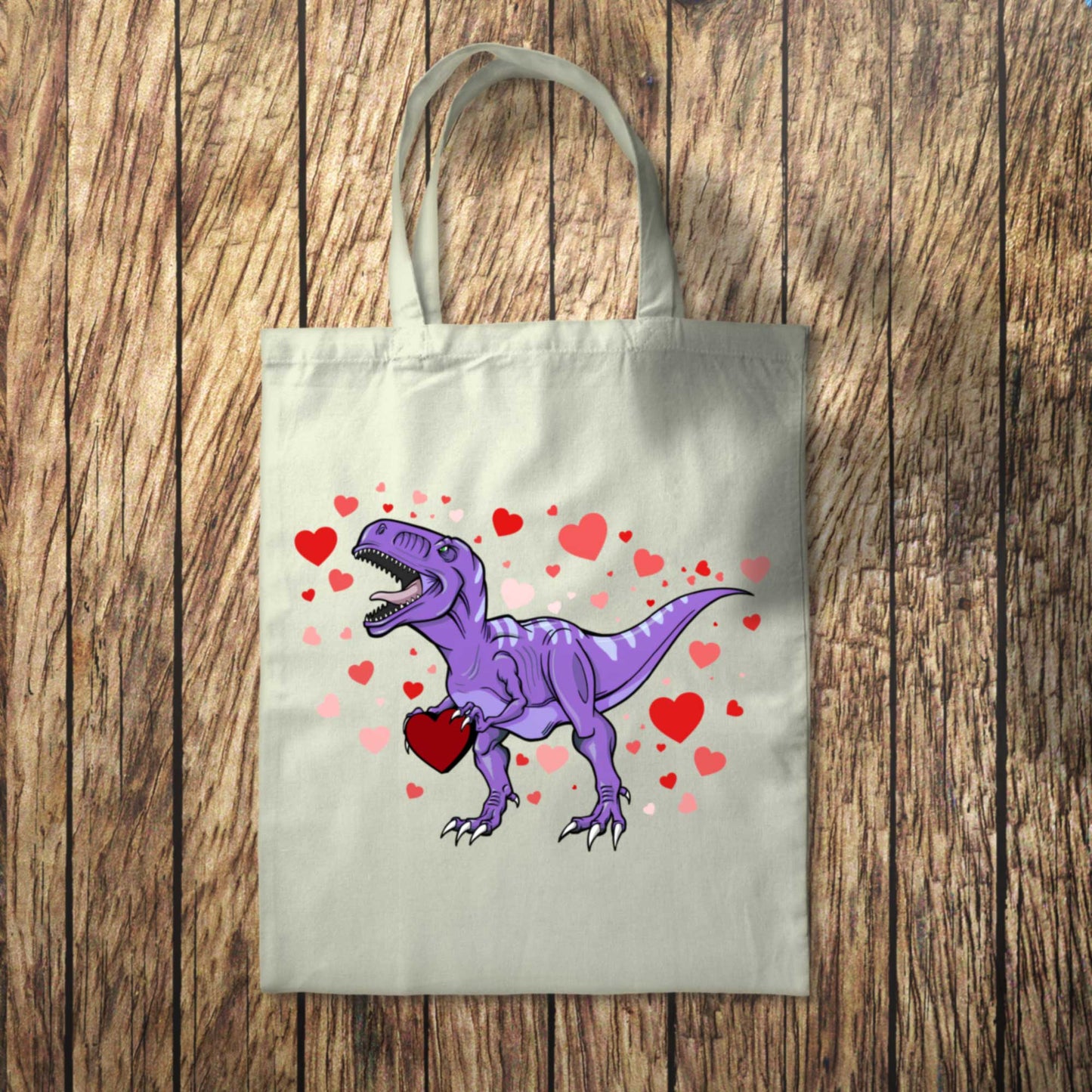 Purple Dinosaur Hearts Tote Bag 10L Bag