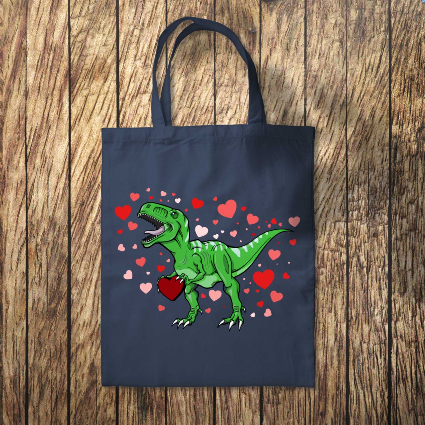 Green Dinosaur Hearts Tote Bag 10L Bag