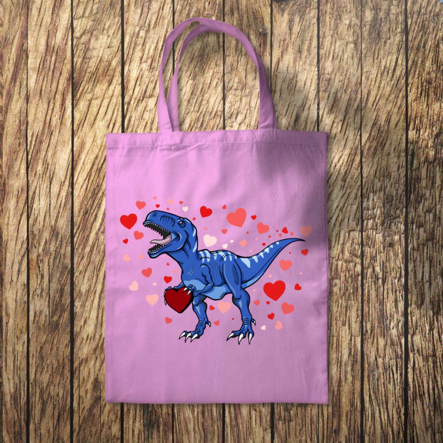 Blue Dinosaur Hearts Tote Bag 10L Bag