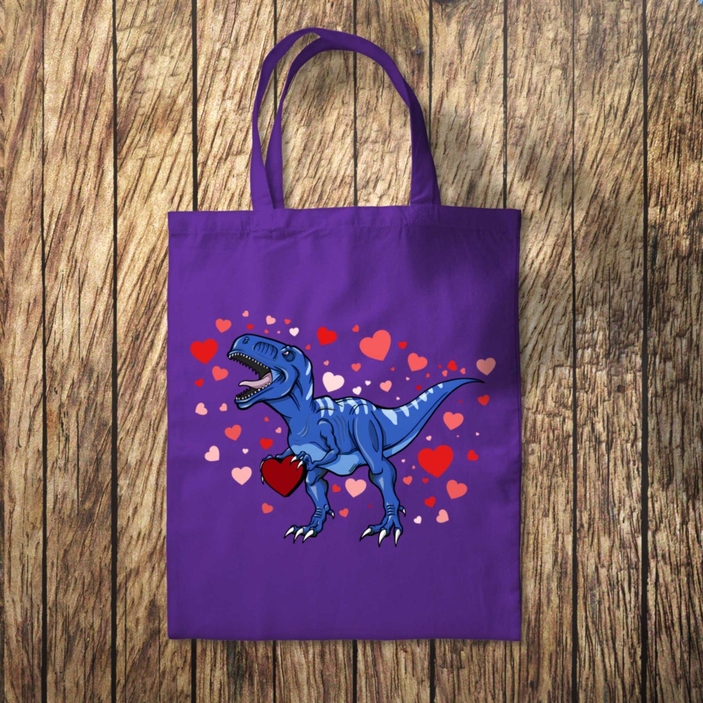 Blue Dinosaur Hearts Tote Bag 10L Bag