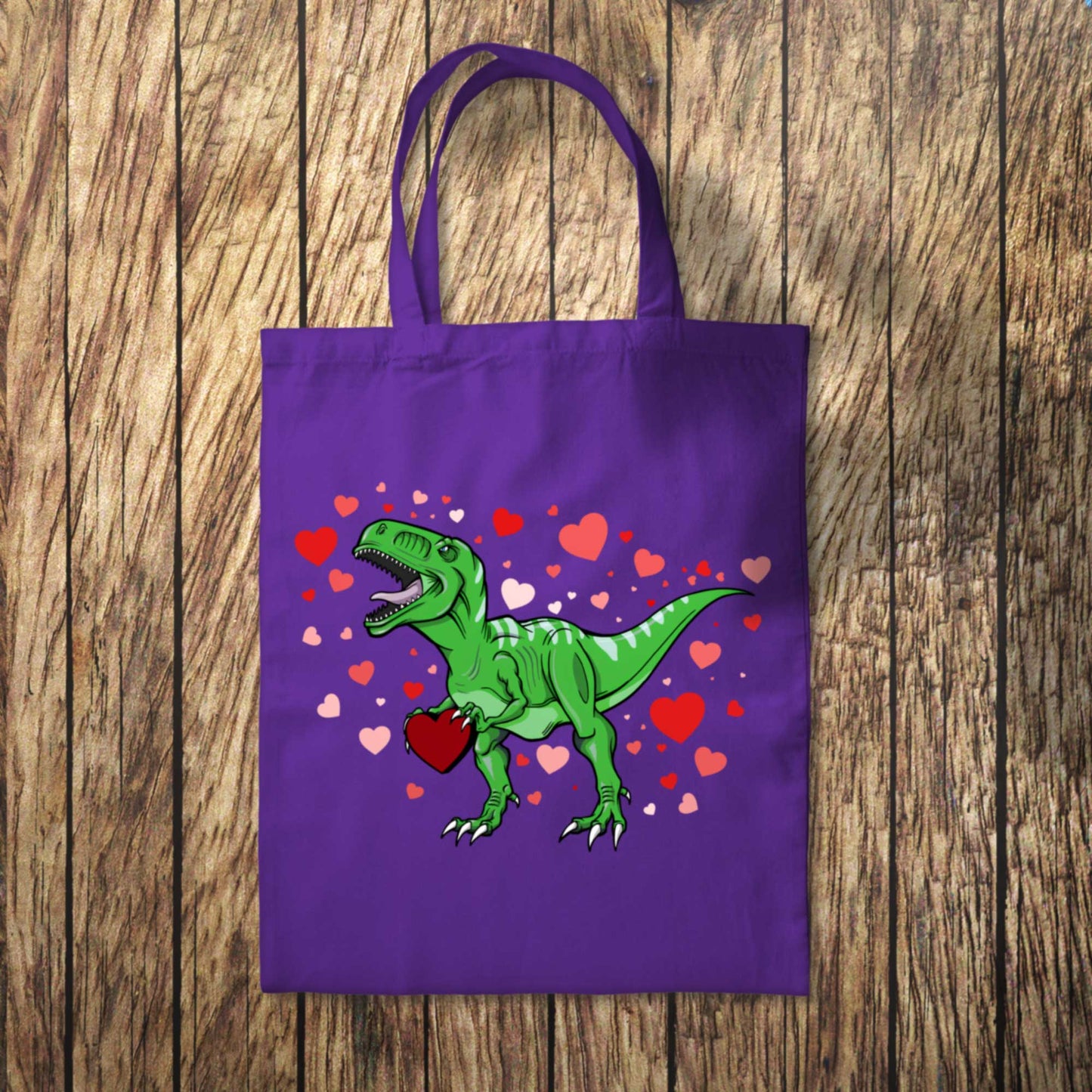 Green Dinosaur Hearts Tote Bag 10L Bag