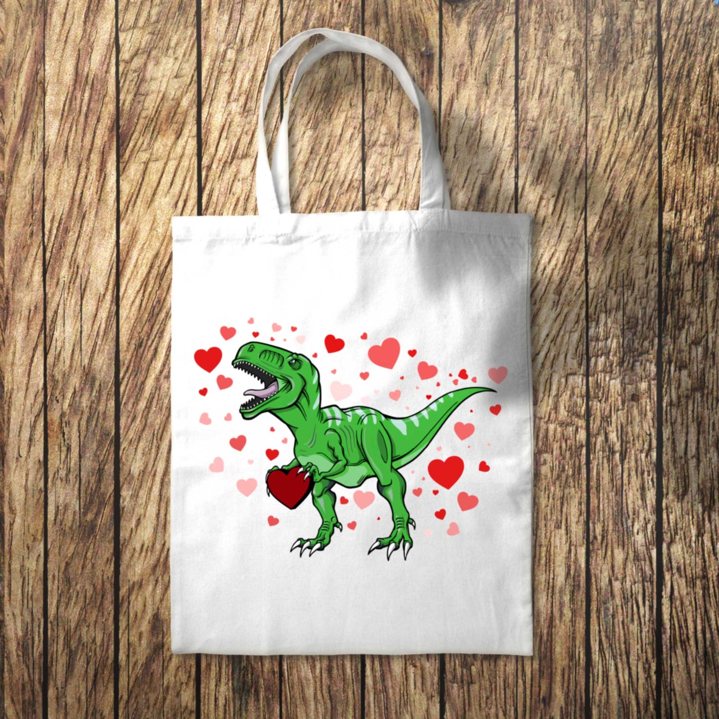 Green Dinosaur Hearts Tote Bag 10L Bag