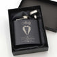 Personalised Tux Wedding 6oz Black Hip Flask