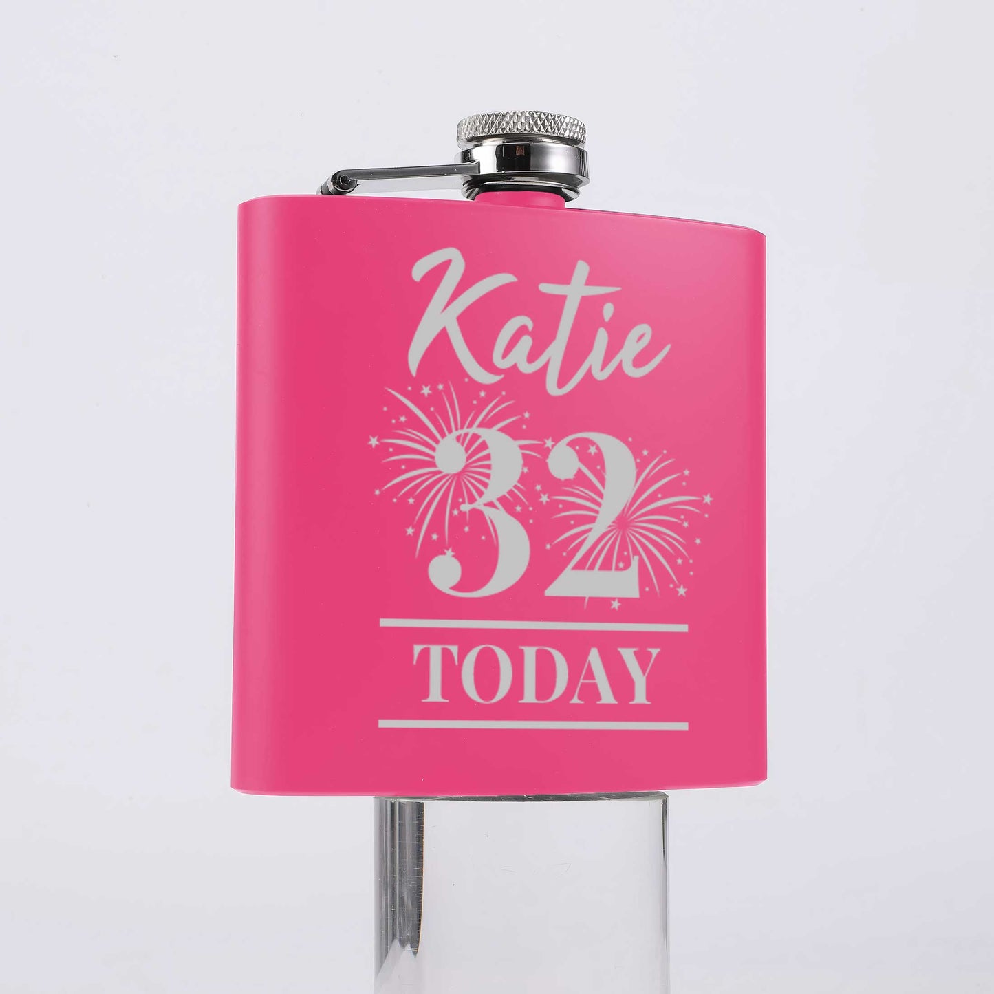 Personalised Firework Birthday 6oz Steel Hip Flask