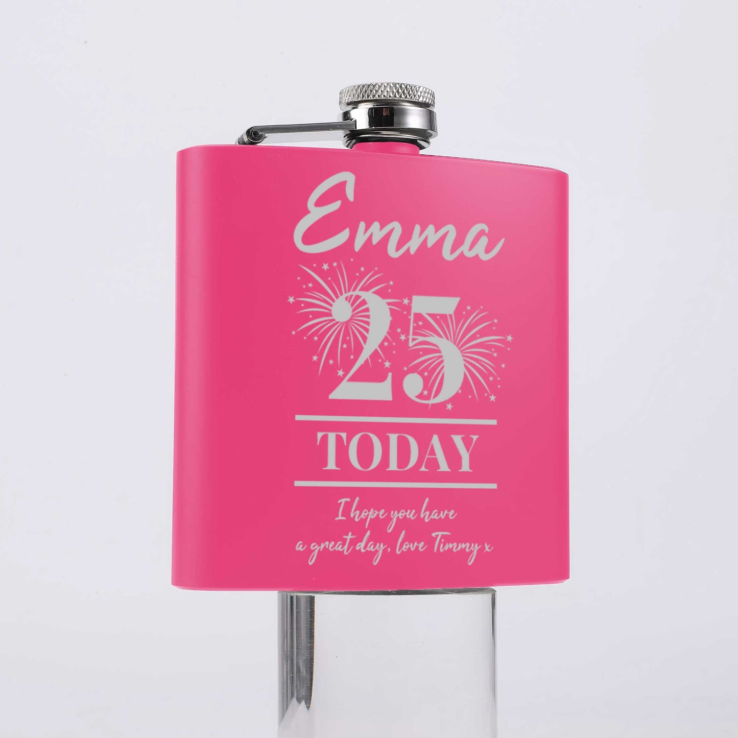 Personalised Firework Birthday 6oz Steel Hip Flask