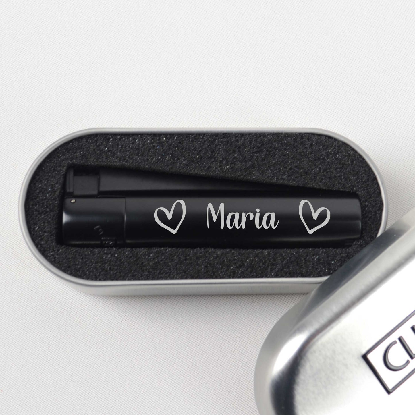 Personalised Heart Name Black Jet Lighter