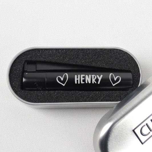 Personalised Heart Name Black Jet Lighter