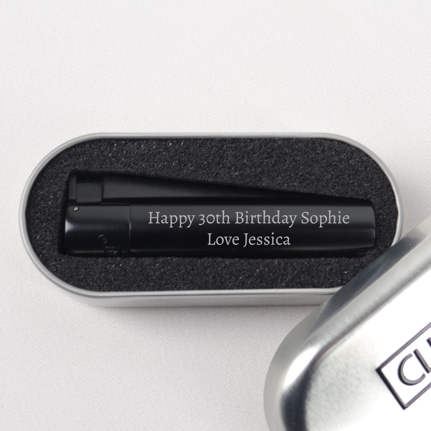 Personalised Black Jet Lighter Any 2 Line Message - FLUX DESIGNS