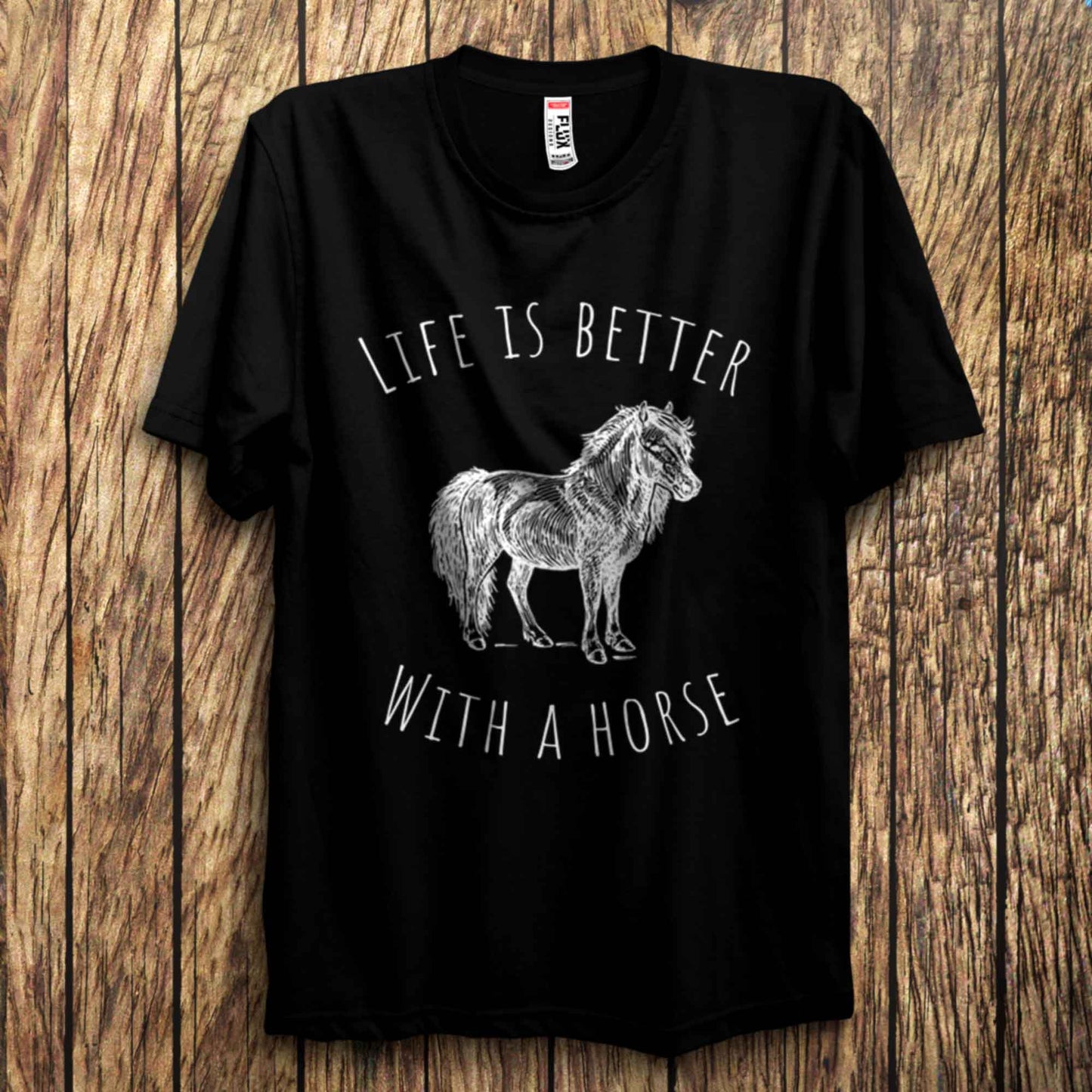 Life Is better With A Horse Circular Design T Shirt