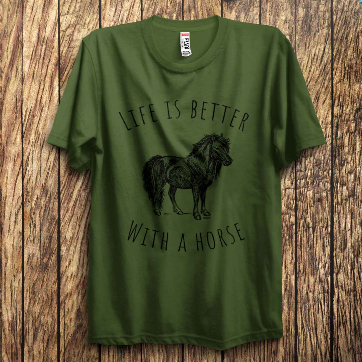 Life Is better With A Horse Circular Design T Shirt