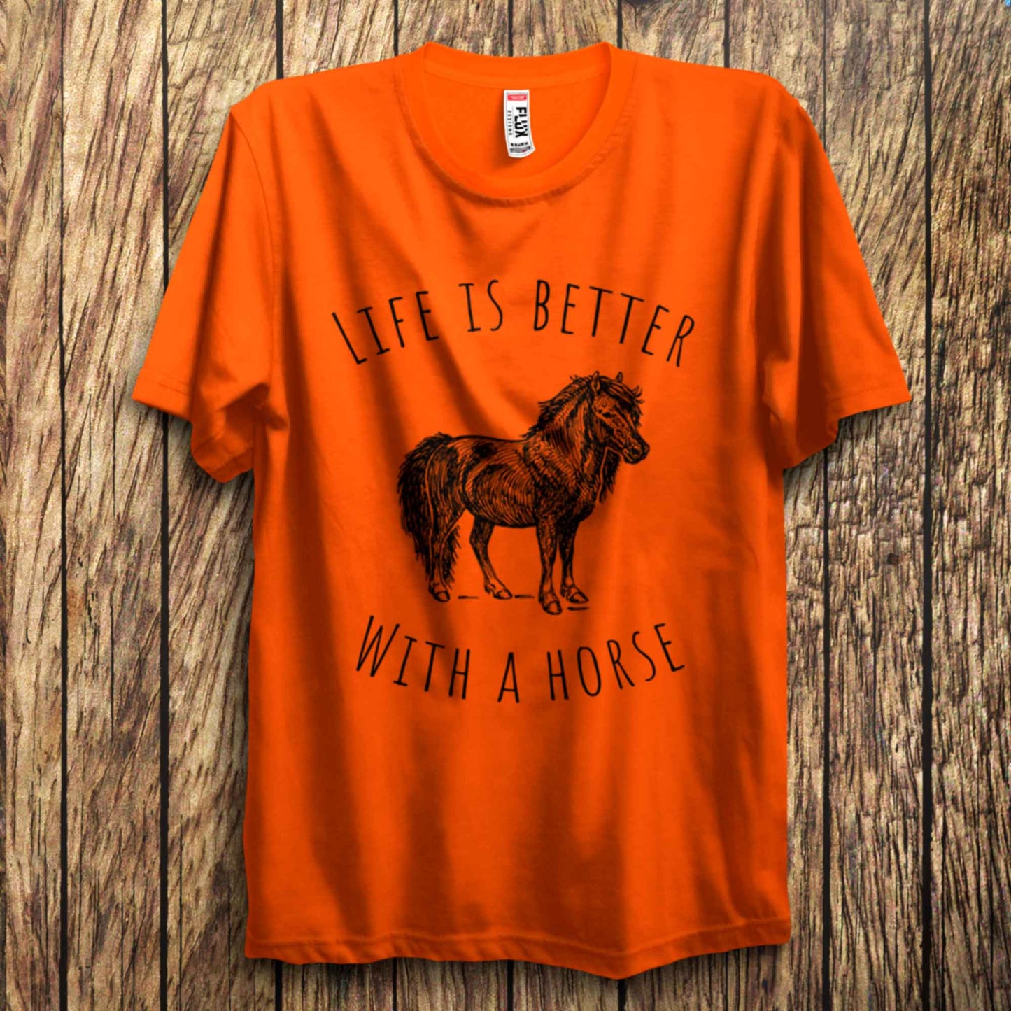 Life Is better With A Horse Circular Design T Shirt