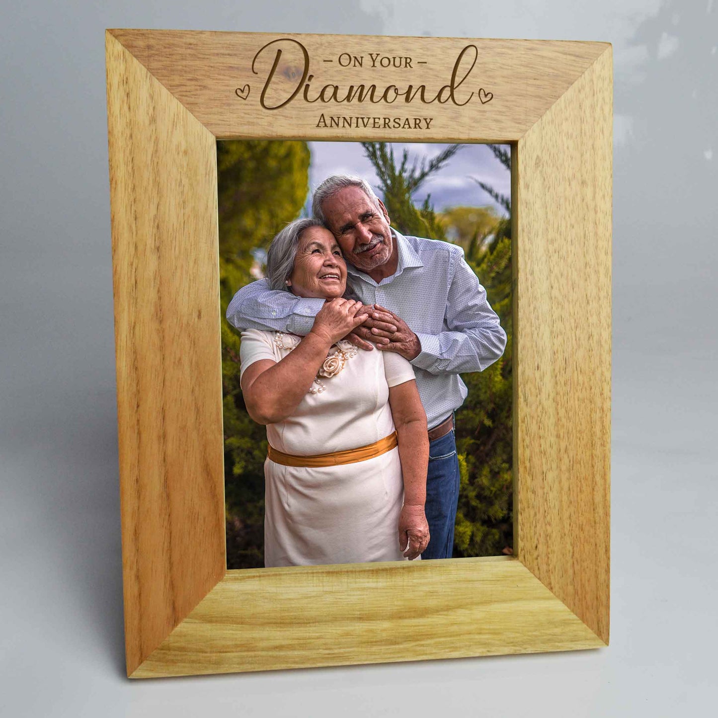 60th Diamond Anniversary Photo Frame Oak Frame