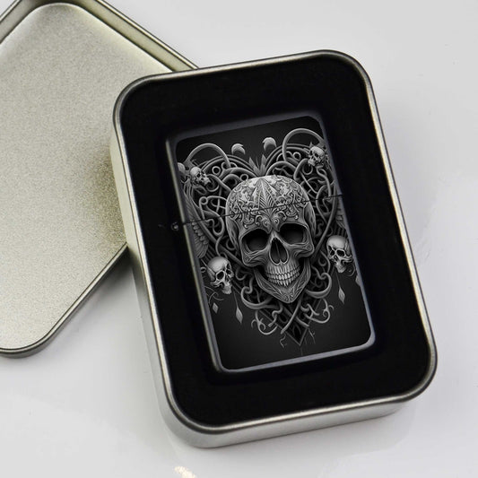 Silver Heart Skull Lighter