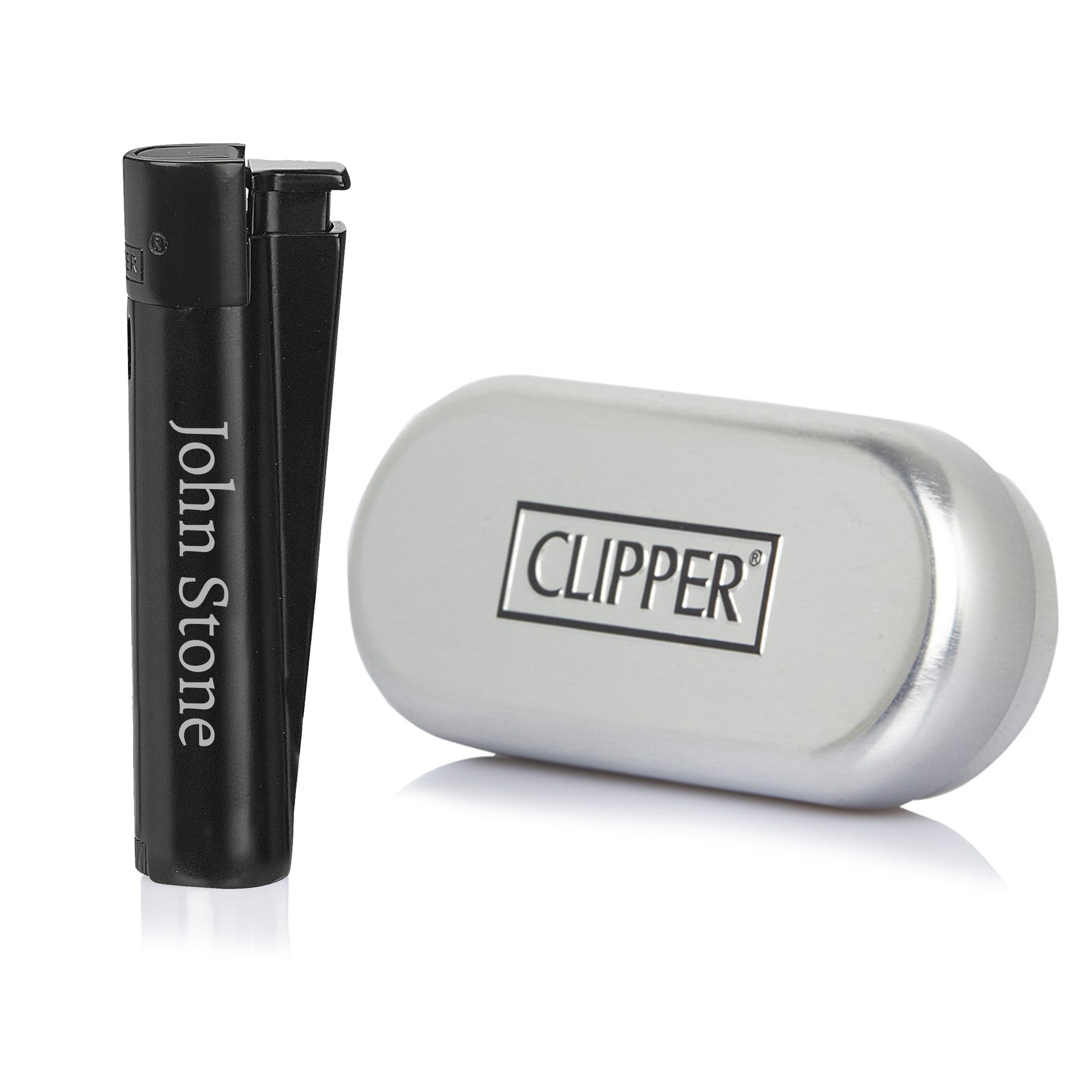 Personalised Lighter Custom Name Black Clipper - FLUX DESIGNS