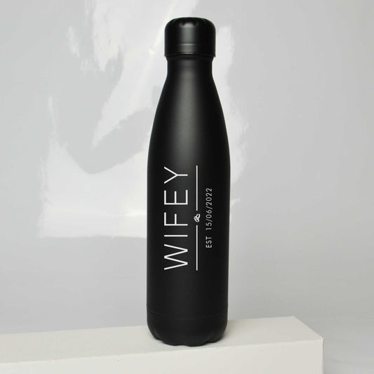 Personalised Hubby Wifey Thermos Water Bottle 500ml