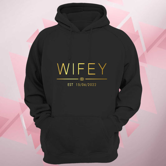 Personalised Hubby Wifey Hoodie Est