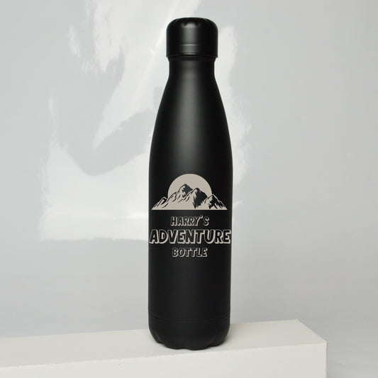 Personalised Camping Adventure Thermos Water Bottle 500ml - FLUX DESIGNS