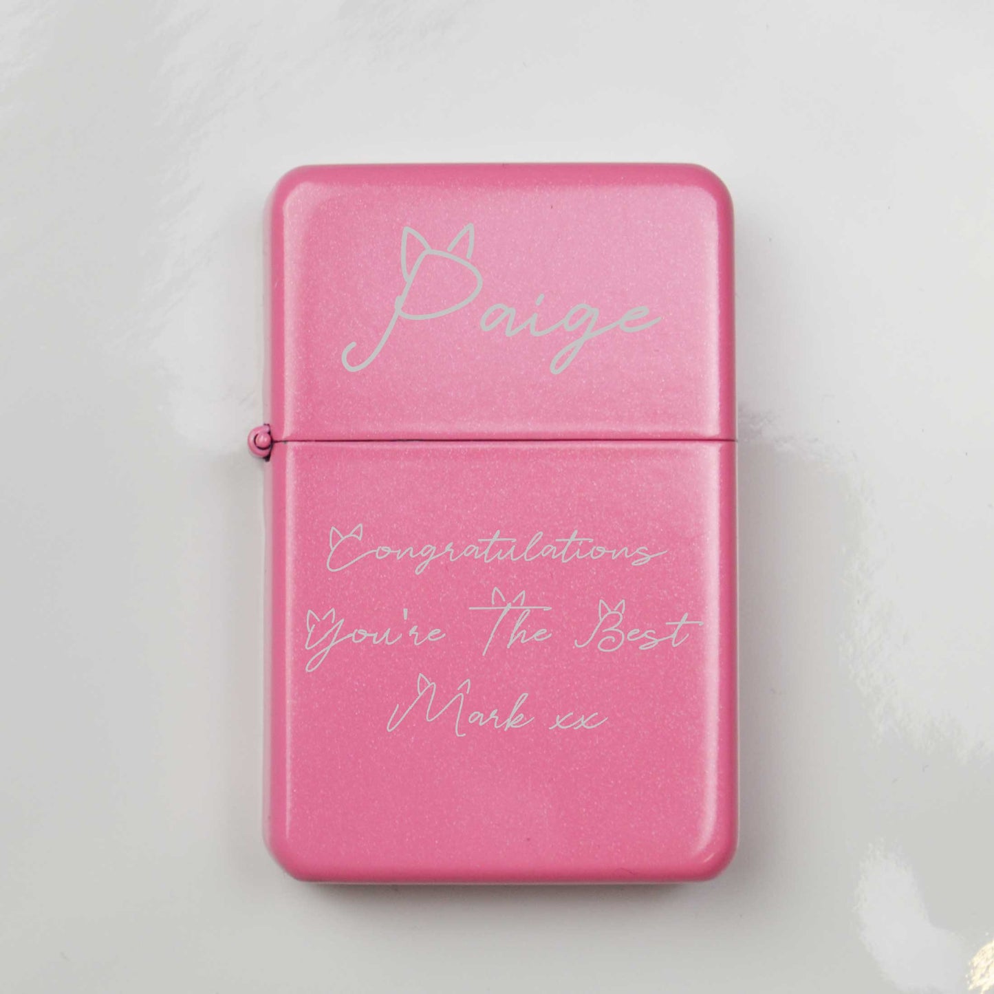 Personalised Cat Pink Lighter Custom Message Lighter - FLUX DESIGNS