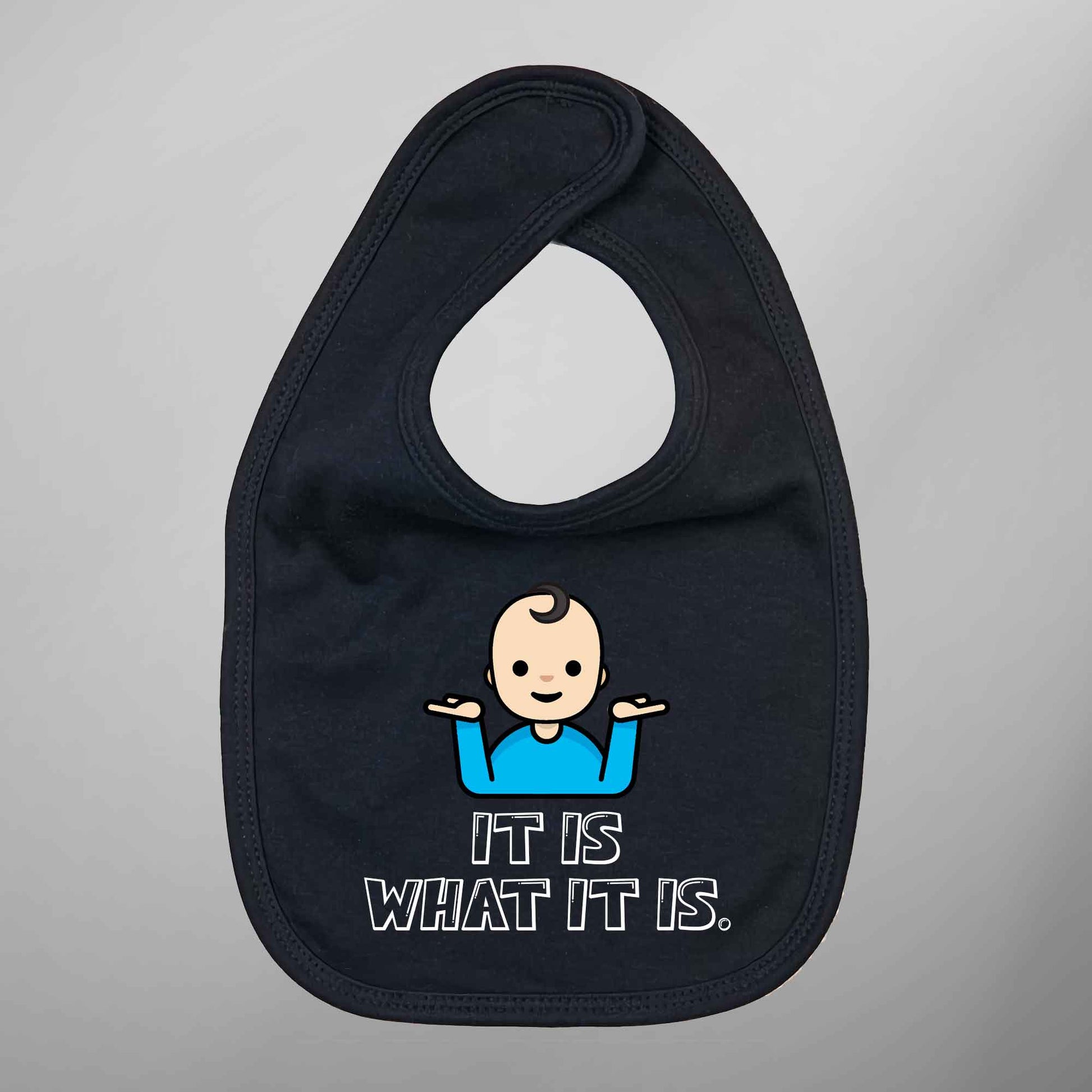 Baby Bib 'It Is What It Is' Emoji - FLUX DESIGNS